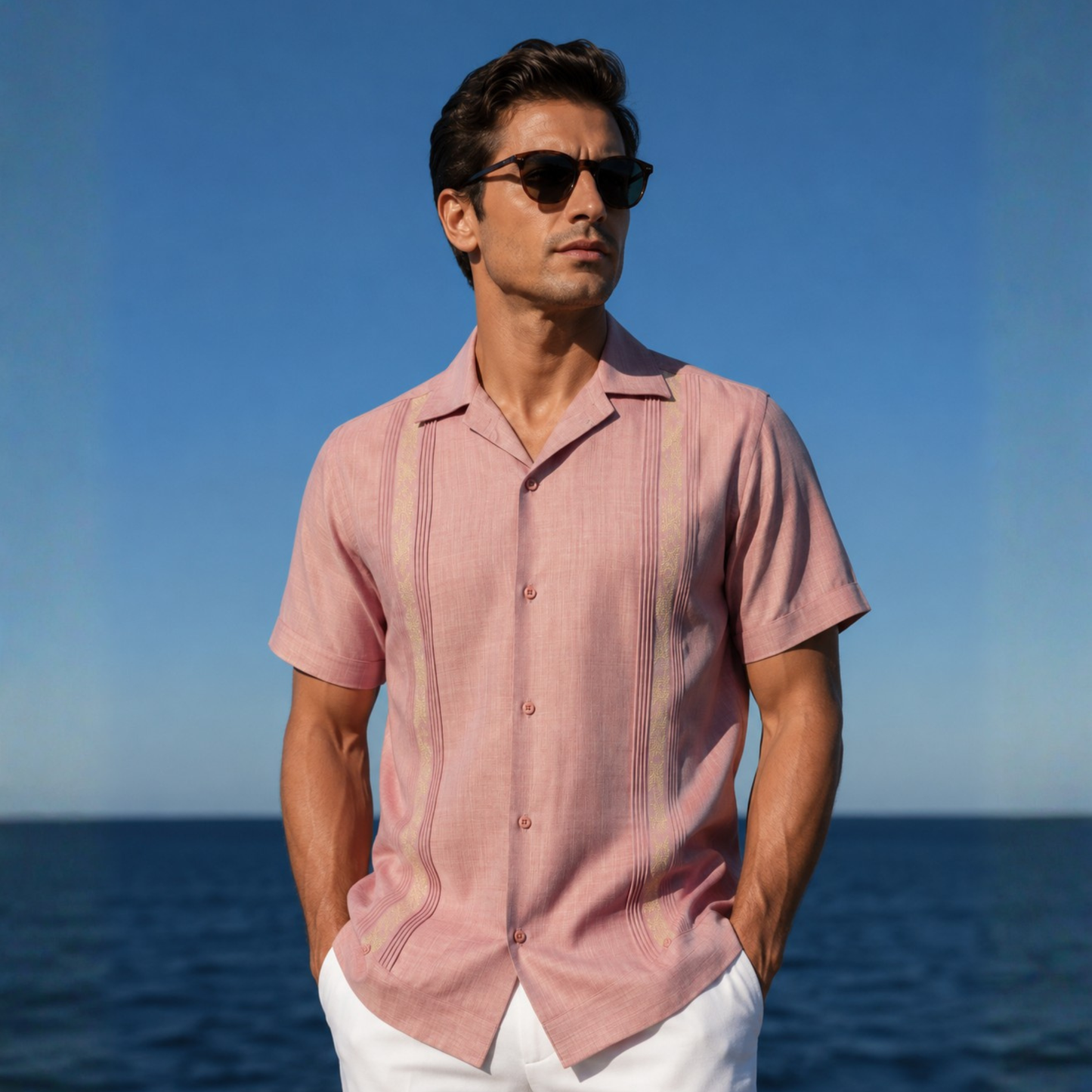 GUAYABERA COLOR PALO DE ROSA