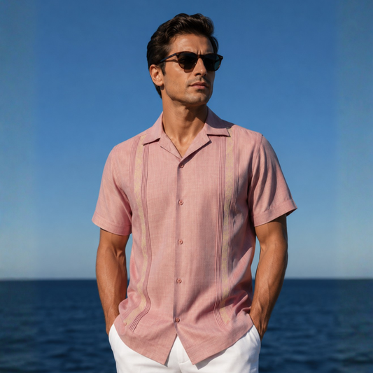 GUAYABERA COLOR PALO DE ROSA