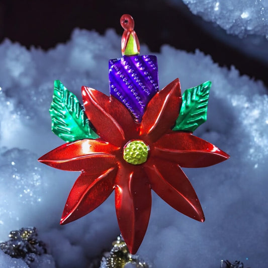 Esfera de latón con flor de nochebuena