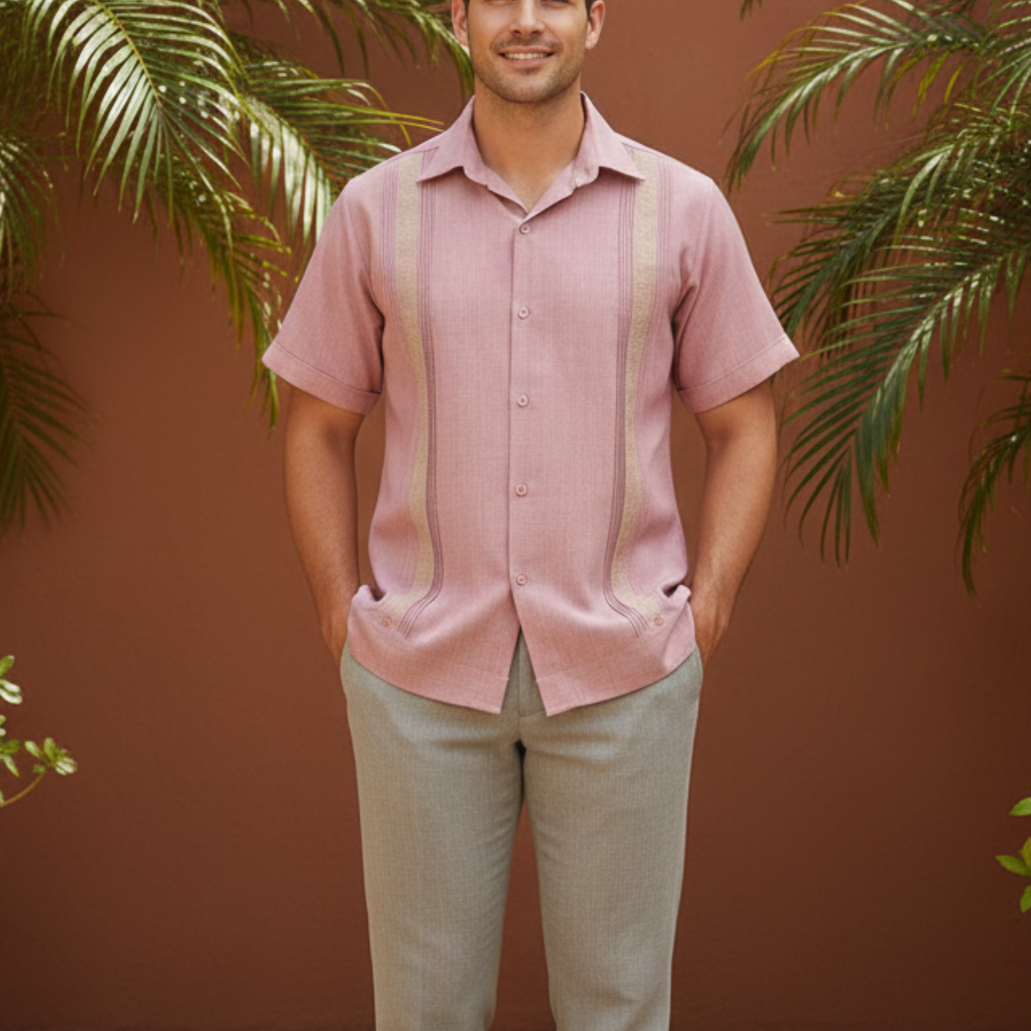GUAYABERA COLOR PALO DE ROSA